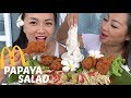 McDonald's Fried Chicken & Spicy Papaya Salad Mukbang | N.E Let's Eat