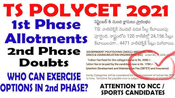 TS POLYCET 2021 SEAT ALLOTMENTS DETAILS & 2ND PHASE DOUBTS