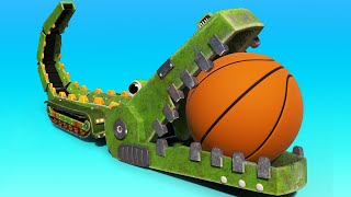 АнимаКары - Баскетбол Крокодил - мультфильмы для детей с машинами и животными