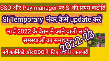 pay manager aur sso par SI Temporary number kaise update kre ,How to update SI number on sso & pay
