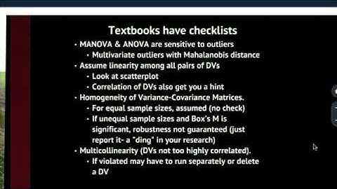 Assumptions in MANOVA