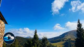 Clouds over mountain meadows and forests time lapse, Relax in Nature with Cloud Observe