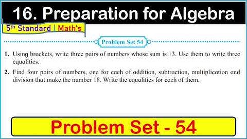 Problem set 54 | Preparation for Algebra Chapter 16 | 5th std Maths | Maharashtra board #5thmaths