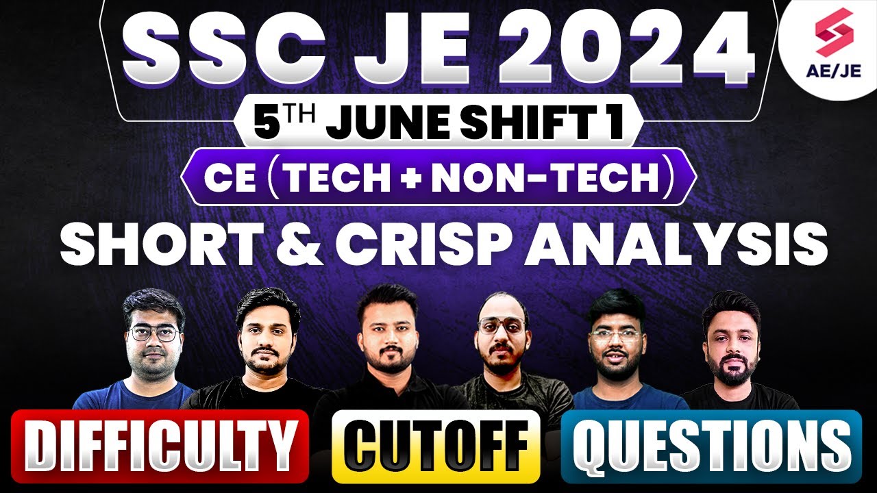 SSC JE 2024 5th June Shift 1 Civil Engineering Exam Analysis In Short ...