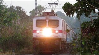 Konkan Railway: High speed train actions - WAP7 vs WDG3A twins