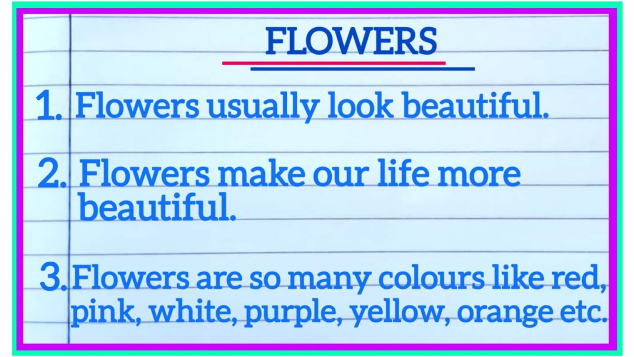 10 Lines Essay On Flowers In English l Essay On Flowers In English l Flowers Essay Writing l
