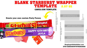 Starburst Wrappers DIY Custom Party Favors| Sweet Wrapper Canva Template{Measurements & Assemble}