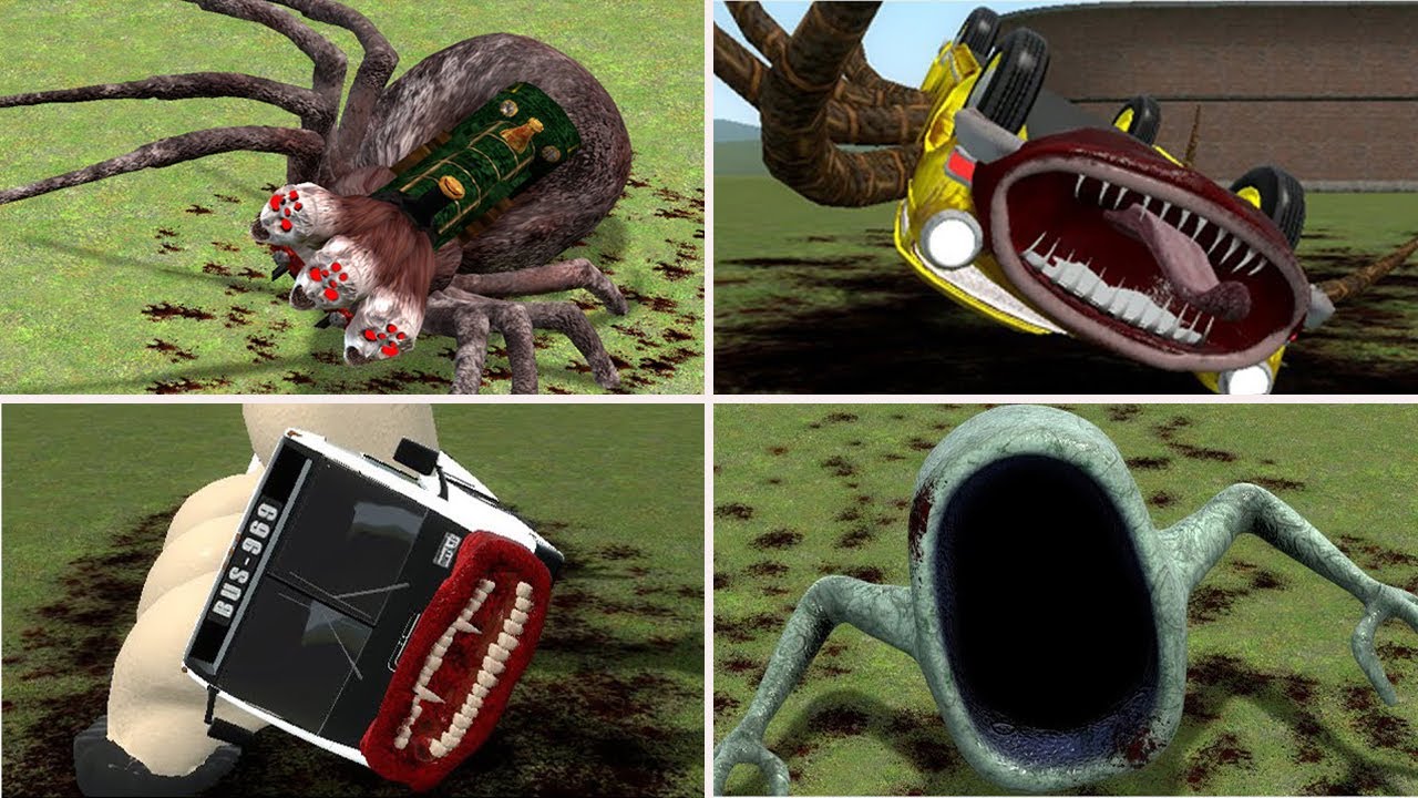 EVOLUTION OF MONSTERS:BUS EATER BUILDER, HOUSEHEAD BUS EATER,CAR EATER,HOUSEHEAD,TRAIN BUSEATERGMOD