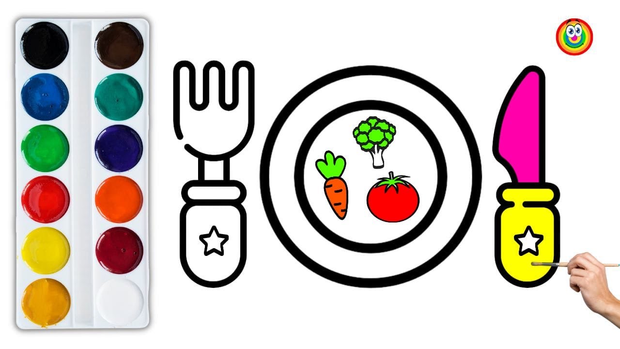 Fruit Plate Drawing Easy Coloring for Kids & Toddlers How To Draw