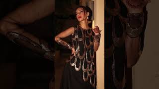 A Line Tulle Embroidered Fitted Sleeves Dress With Cut-Out Embroidered Cuff