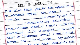 Self Introduction How To Introduce Yourself In English Self Introduction For Interview