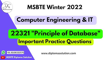 22321 Principle of Database Important Questions for MSBTE Exam | CO IT 3 Semester 🤩 All Subject