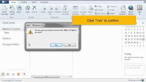How to delete an email account in Windows Live Mail