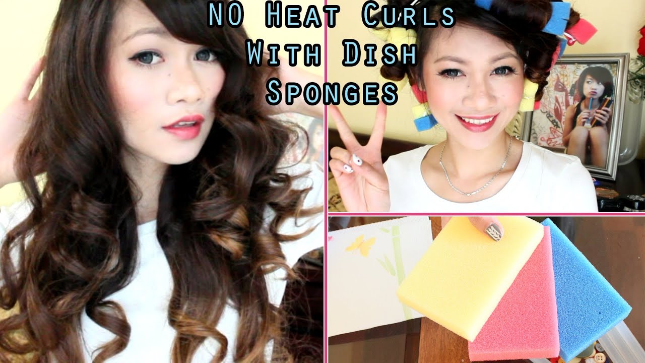 How To Make Heat Free Hair Rollers With Dish Sponges YouTube