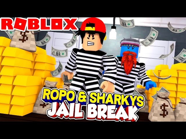 Roblox Jailbreak Ropo Sharky Rob A Bank Youtube - roblox adventure jail break a fan helps ropo rob the bank