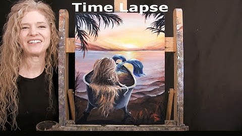 TIME LAPSE - Learn How to Paint "MERMAID TROPICAL OASIS" with Acrylic Paint - Step by Step Tutorial