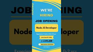 Job Opening for Node JS Developer ; #jobopportunities