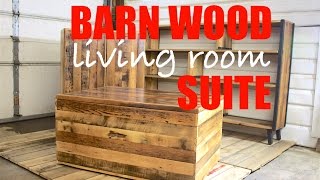 I made this matching coffee table, side cabinet and bookshelf from a mixed bag of reclaimed New England woods. I created 