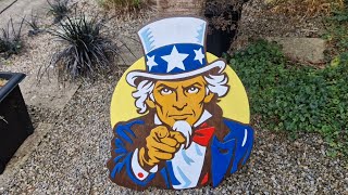 Uncle Sam wall Art cut out on plywood..scroll saw project.