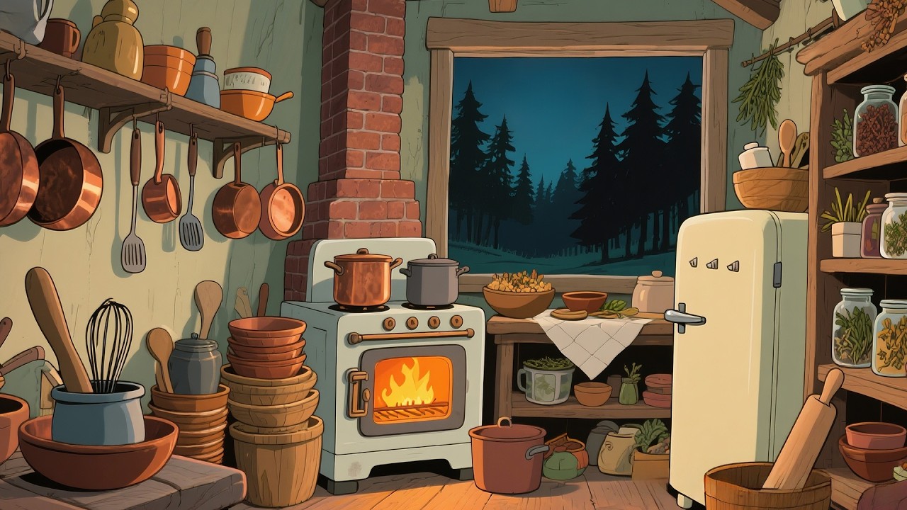 A Classic 1930s Family Kitchen — Another Room Where Amber Light Holds Gentle Calm