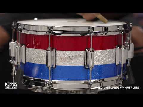 Rogers 14x6.5 Dyna-Sonic Snare Drum with Beavertail Lugs - Red, White, & Blue Sparkle (37RWB)