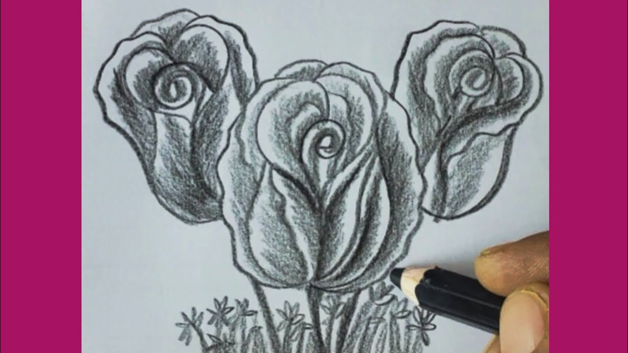 howtodraw flowersdrawing easydrawing  pencil design flowersrose