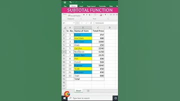 How to Use Subtotal Function in Excel | Excel Tutorial in Hindi | #shorts