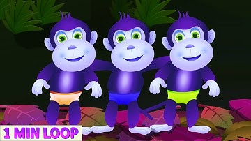 [1 MIN LOOP] Five Little Monkeys Counting Fun 🐒 3D Animated Baby Rhyme for Toddlers @MonkeyRhymesHub