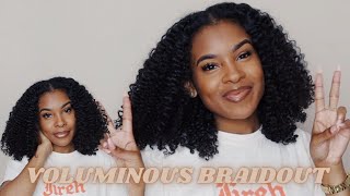 VOLUMINOUS BRAID OUT ROUTINE ON NATURAL HAIR  | MOISTURIZED AND DEFINED | EASY AS 1,2,3!