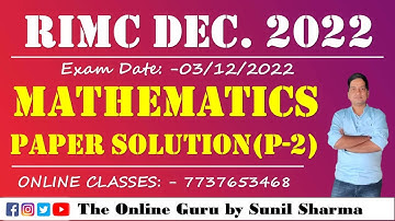 RIMC (3 DEC 2022) MATH Paper Solution I Part 2 I The Online Guru 7737653468