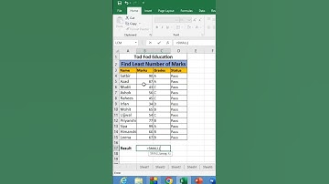 Find Least Number of Marks in #microsoft  #excel #msexcel #shorts #computer #education