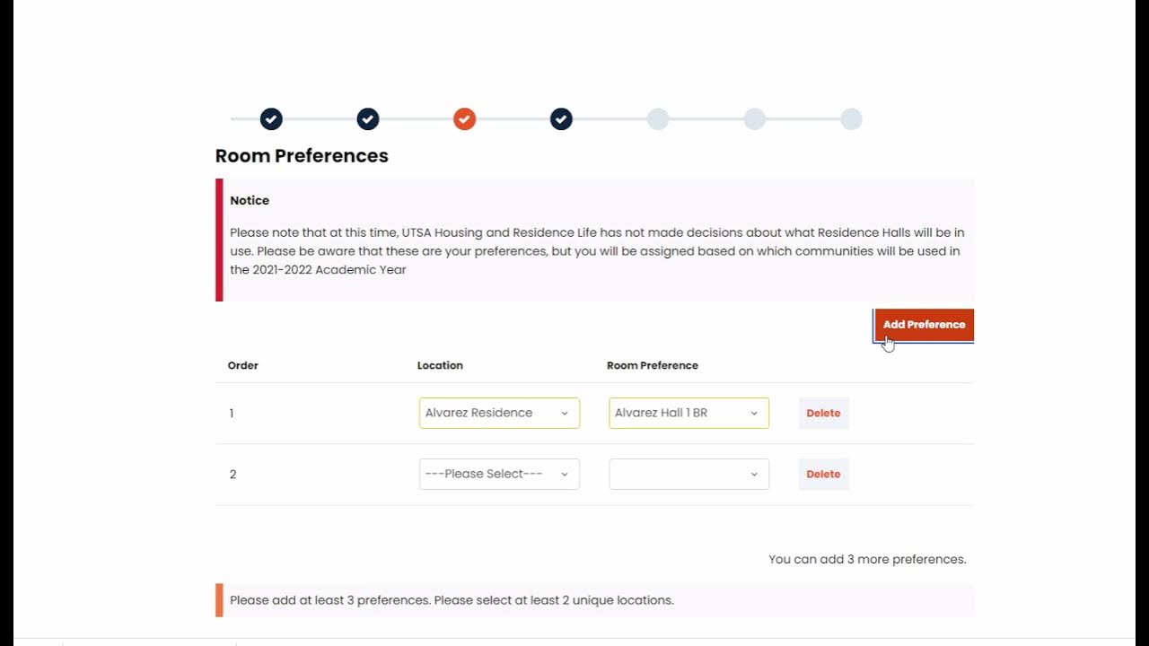 UTSA Housing Application Selecting Room Preferences YouTube