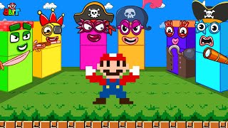 Ultimate Clash: Can Mario Escape vs Giant Numberblocks PIRATE Mix Level Up Maze | Game Animation