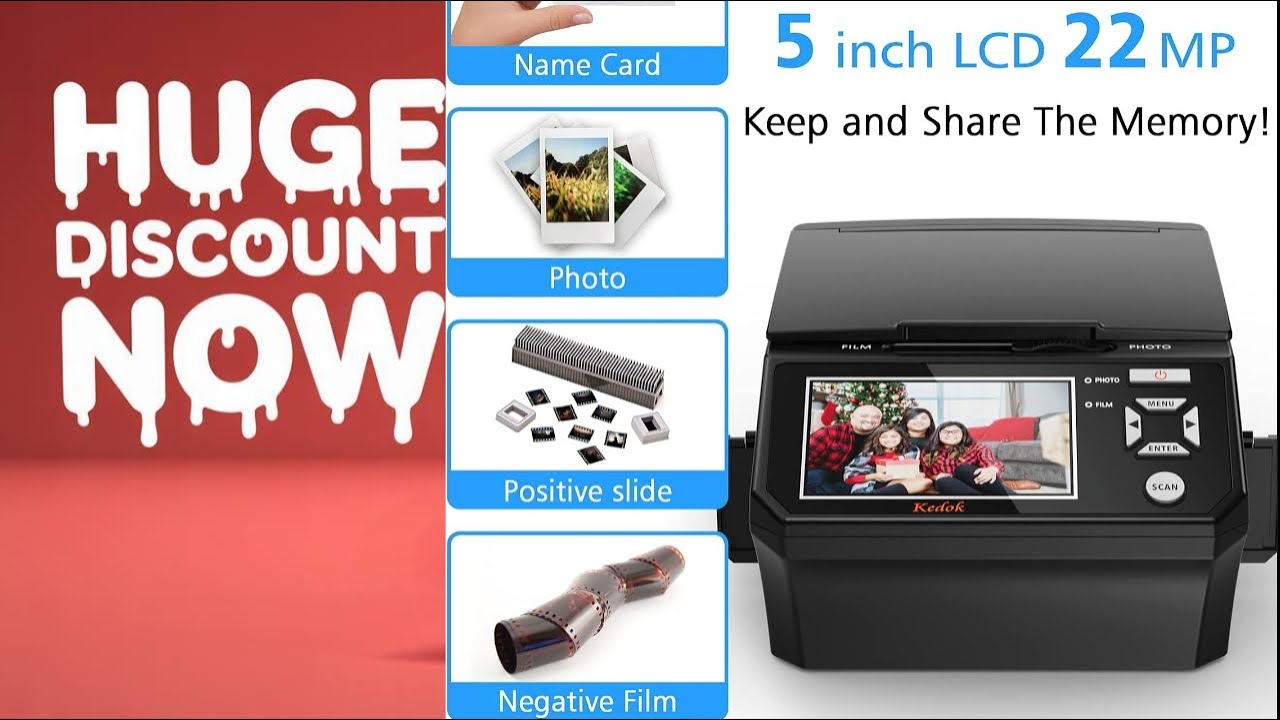 KEDOK Фотосканер, визитная карточка, слайды и негативы с большим ЖК-экраном, пленка и слайды.