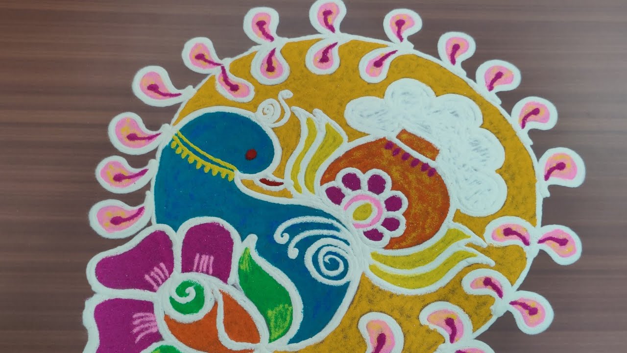 Bogi special Rangoli design | Easy rangoli design tutorial for ...