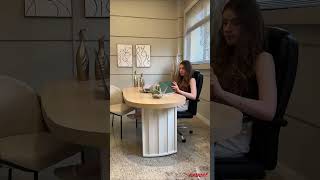 Mesa Tamburato Organic Na Cor Carvalho Com Branco