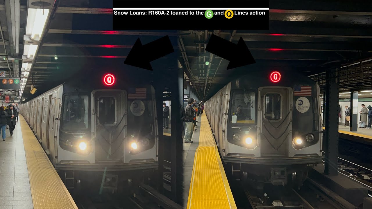 NYC Subways: R160A-2 Snow loans action along the (Q) and (G) Lines