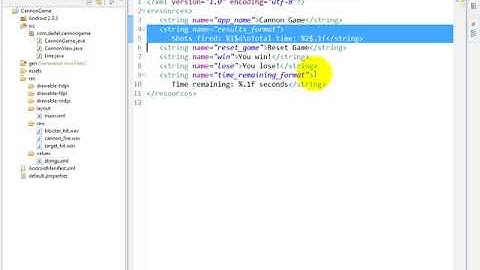 lesson07 02 Reviewing the AndroidManifest xml and strings xml f