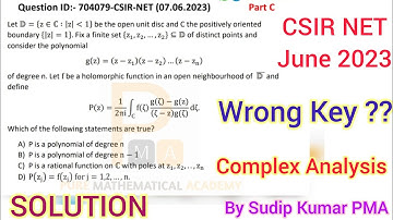 CSIR NET June 2023 Mathematics | Complex Analysis Solution | Q.Id 704079  | By Sudip Kumar PMA