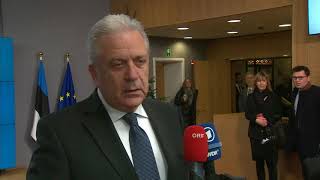 Doorstep by Commissionner Avramopoulos at the JHA Council, Brussels 7/12/17