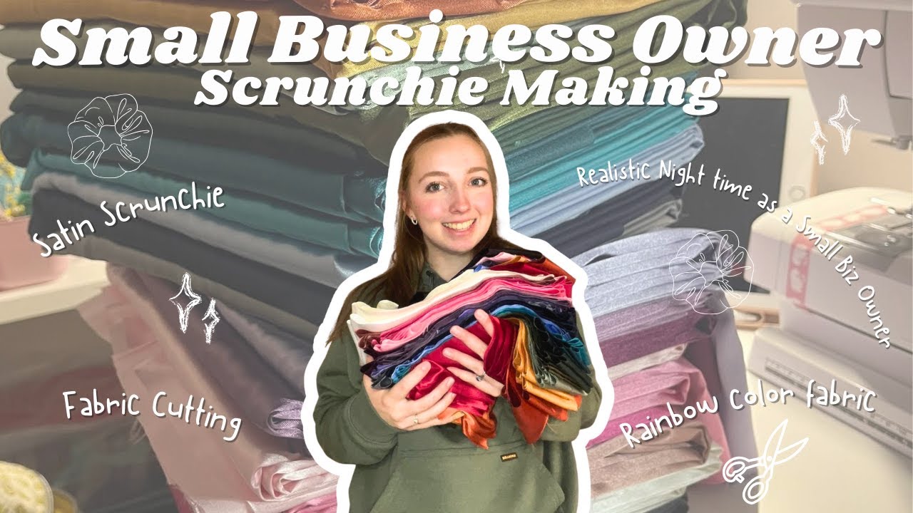 Small Business Owner Night Routine | Prepping Satin Scrunchies & Cutting Fabric