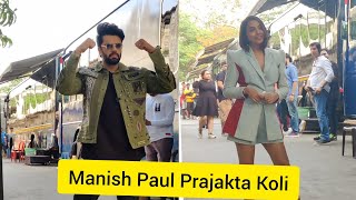 Prajakta Koli & Manish Paul Clicked At The Kapil Sharma show For Upcoming movie Jug Jugg Jeeyo