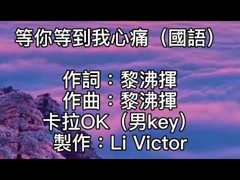 卡拉OK~等你等到我心痛（國語）男key  等你等到我心痛！等你等到沒有夢！所有感覺已成空！就讓一切都隨風！等你等到我心痛！我的心情誰會懂！所有真情的感動！已消失無影蹤！愛你愛你始終！恨你恨你不懂！