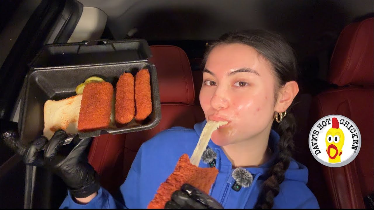 TRYING DAVES HOT CHICKEN MOZZARELLA STICKS | ASMR MUKBANG