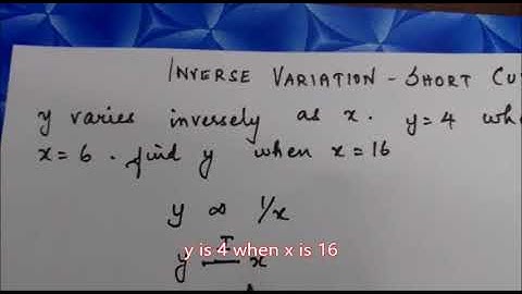 y varies inversely as x  short cut method -CBSE