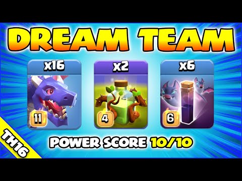 16 x Dragons + Bats = WOW!!! TH16 Attack Strategy (Clash of Clans)