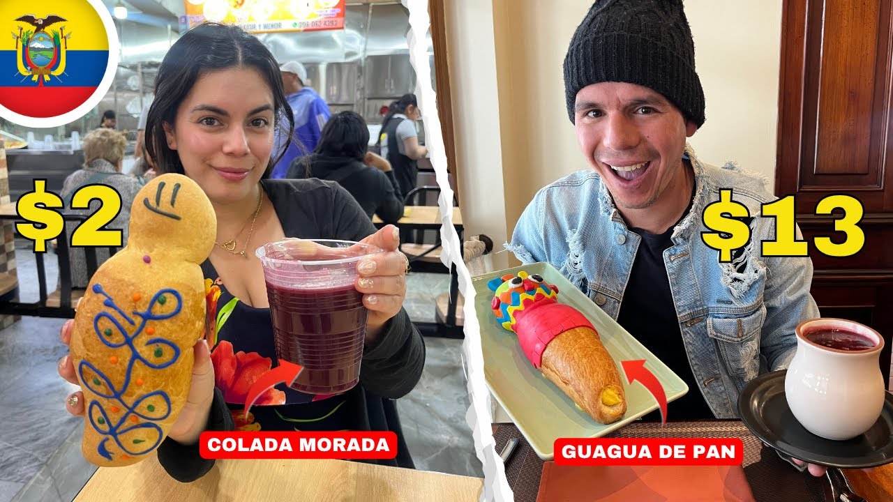 Guagua de pan y colada morada CARA VS BARATA🇪🇨 l Esto comen en Ecuador el día de difuntos -Geleocos 