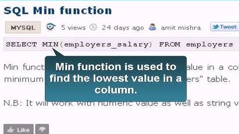 SQL Min function