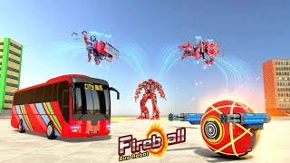 Robot Transformers Berubah Jadi Bola Api Dan Mobil Balap | Fireball Bus Robot Game : Transformation screenshot 2