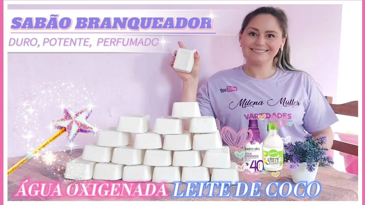 🔴SABÃO EM BARRA DE LEITE DE COCO E ÁGUA OXIGENADA- BRANQUEADOR PODEROSO- COM 3L DE ÓLEO USADO🔴